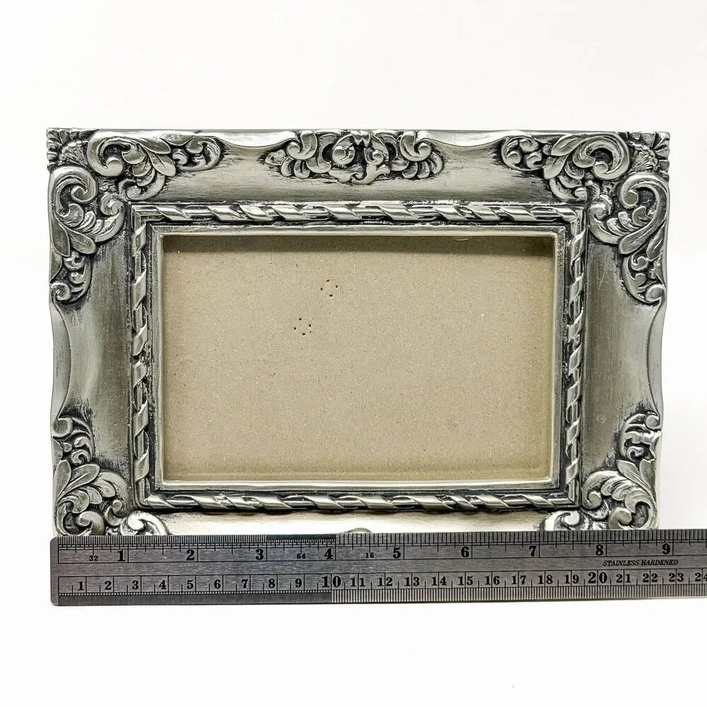 Vintage Ornate Silver Picture Frame 4x6 Baroque Scroll Cottage Chic Decor